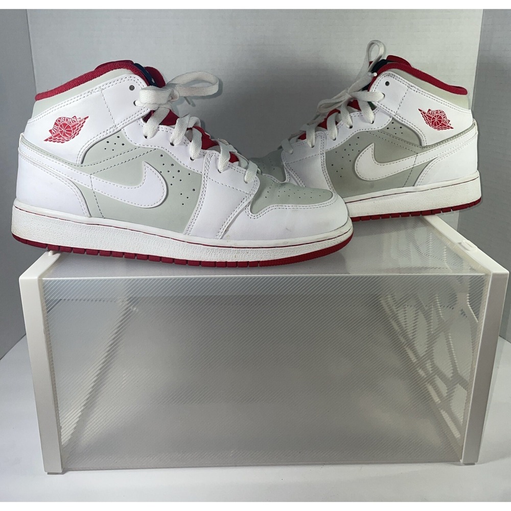 Air Jordan 1 Mid Hare 2015 Bugs Bunny White Silver Red 719554-123 Mens 6.5Y 8W